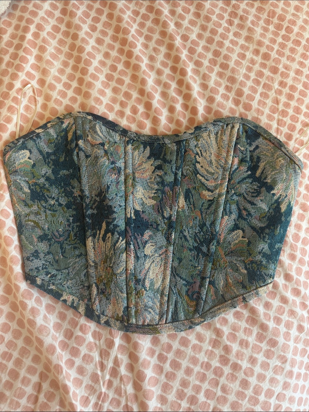 Altar'd State Teal Floral Corset Top